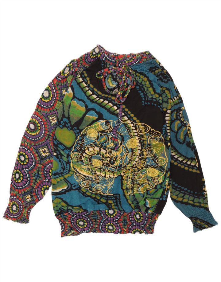Desigual Womens Abstract Pattern Bluse Top UK 14 Medium Mehrfarbig