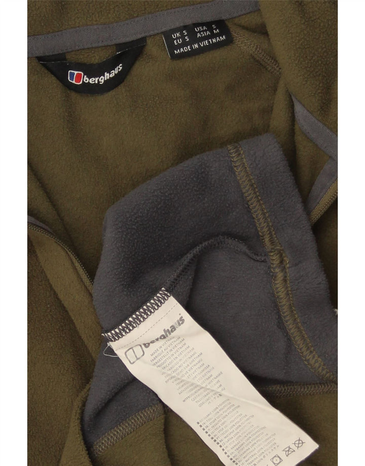 BERGHAUS Herren-Fleecepullover mit Reißverschluss am Hals, klein, Khaki, Farbblock-Polyester