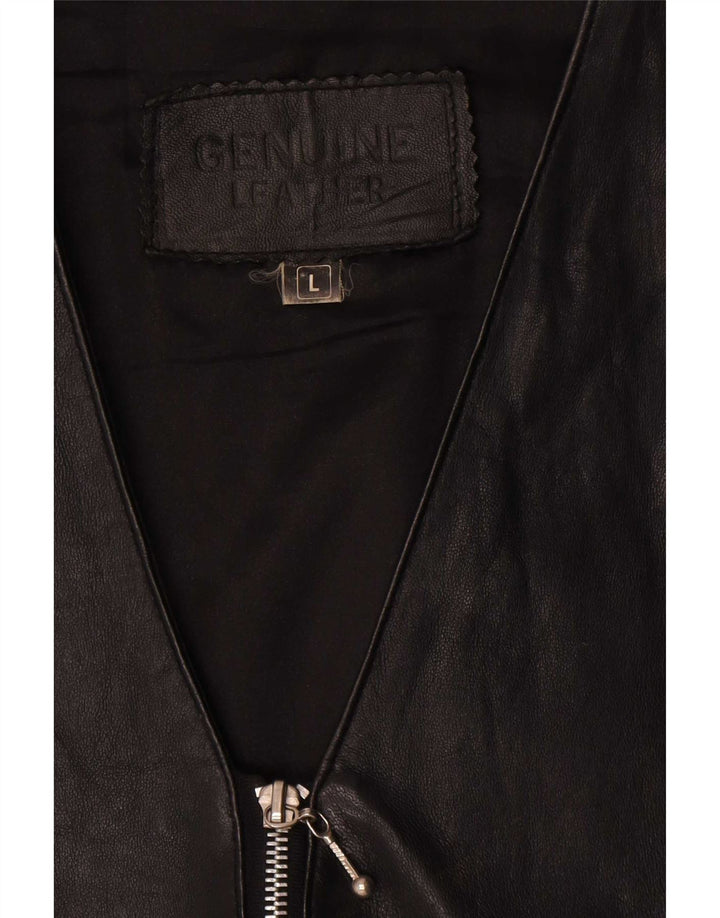Vintage Herren Lederweste Großes schwarzes Leder
