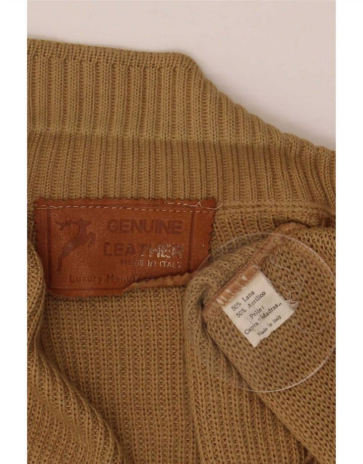 Vintage Herren Cardigan Pullover mittelbraune Wolle