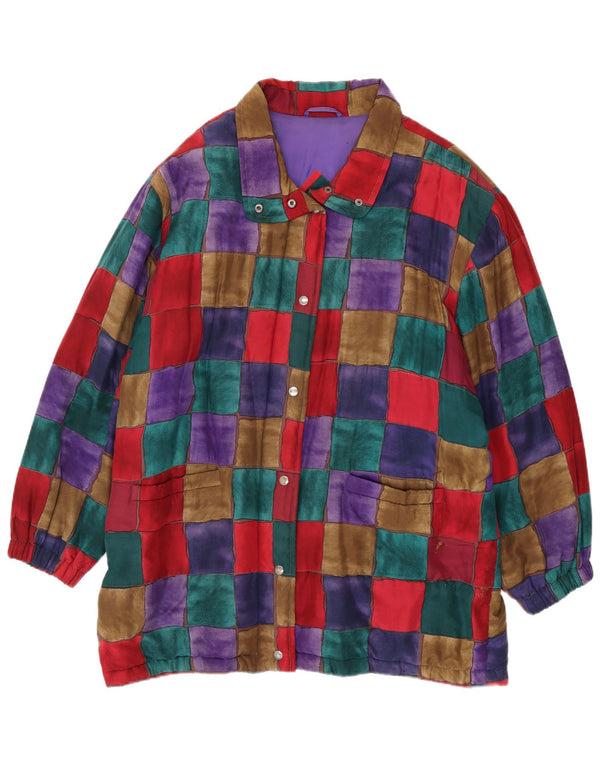 Vintage Damen Übergroßer Windjacke Mantel EU 44 XL Mehrfarbiges Patchwork