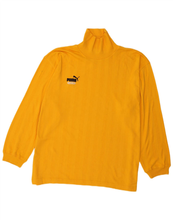 Puma Herren Top Langarm XL Gelb gestreift Baumwolle