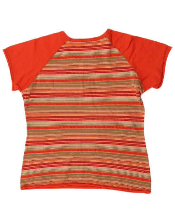 Arena Damen T-Shirt Top UK 14 Large Orange gestreift