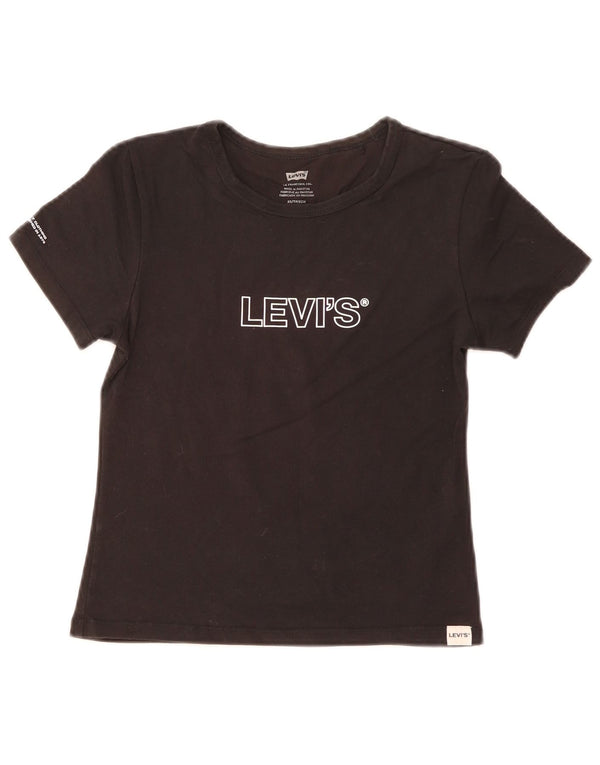 Levi's Womens Graphic T-Shirt Top UK 6 XS Schwarz Baumwolle