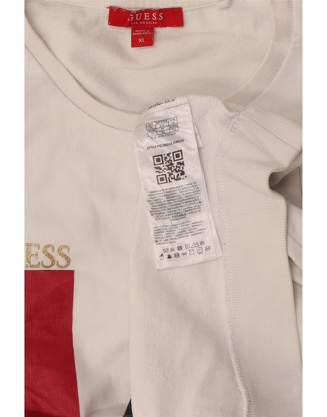 Guess Grafik-Sweatshirt für Damen, UK 16, Größe L, weiße Baumwolle
