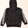 ADIDAS Boys Abstract Pattern Hoodie Jumper 11-12 Years Black Cotton Vintage Adidas and Second-Hand Adidas from Messina Hembry 