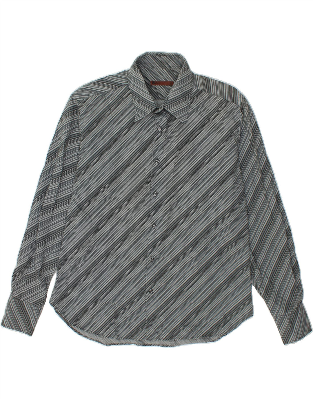 JULES Mens Shirt Size 45 46 XL Grey Striped Cotton Vintage Jules and Second-Hand Jules from Messina Hembry 