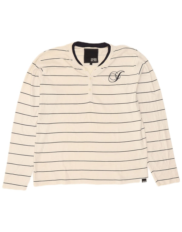 Jack & Jones Mens Top Long Sleeve Large White Striped Cotton