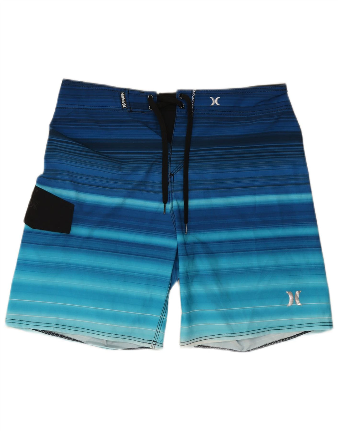 Hurley Herren-Badeshorts, groß, blau gestreift, Polyester