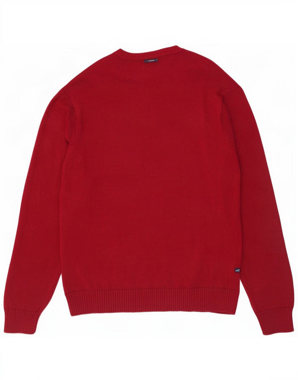 Nautica Herren-Pullover mit V-Ausschnitt, groß, rote Argyle-/Diamant-Baumwolle