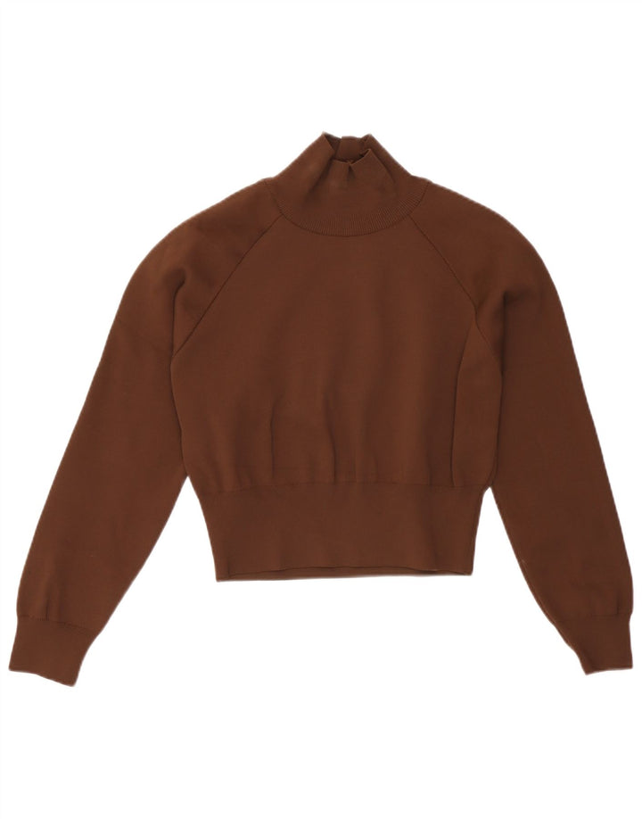 Zara Damen Crop Rollkragenpullover Pullover UK 10 Small Braun
