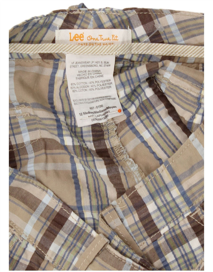 Lee Damen Chinoshorts US 12 Large W34 Beige karierte Baumwolle