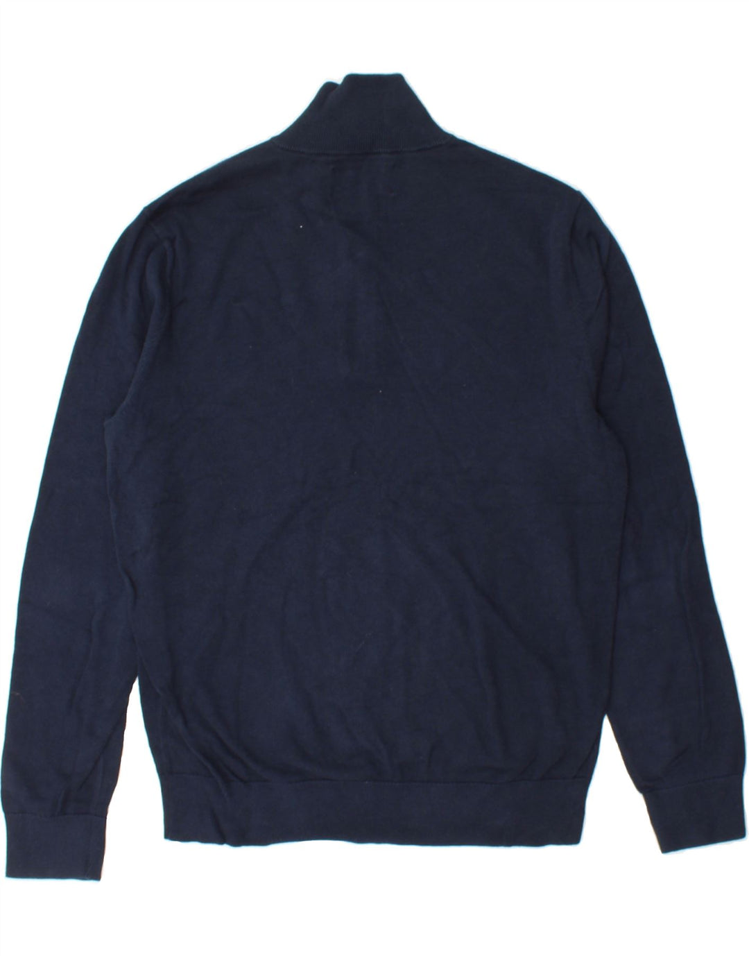 PENGUIN Mens Zip Neck Jumper Sweater Medium Navy Blue Cotton Vintage Penguin and Second-Hand Penguin from Messina Hembry 