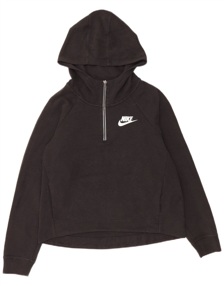 NIKE Damen-Kapuzenpullover in Übergröße mit grafischem Reißverschluss und Reißverschluss, Gr. 10, Größe S, Schwarz