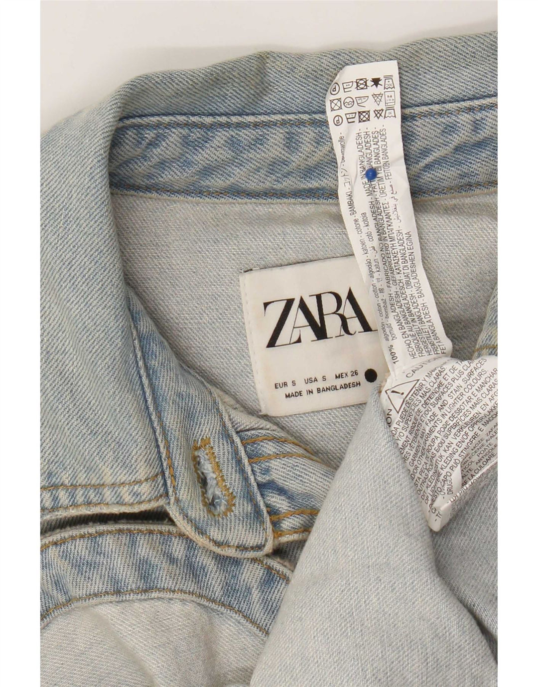 Übergroßes Jeanshemd von Zara für Damen, UK 10, Größe S, blau, Baumwolle