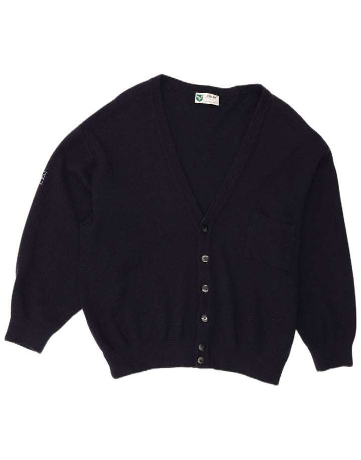 Milan Herren-Strickjacke, EU 52, groß, marineblaue Schurwolle