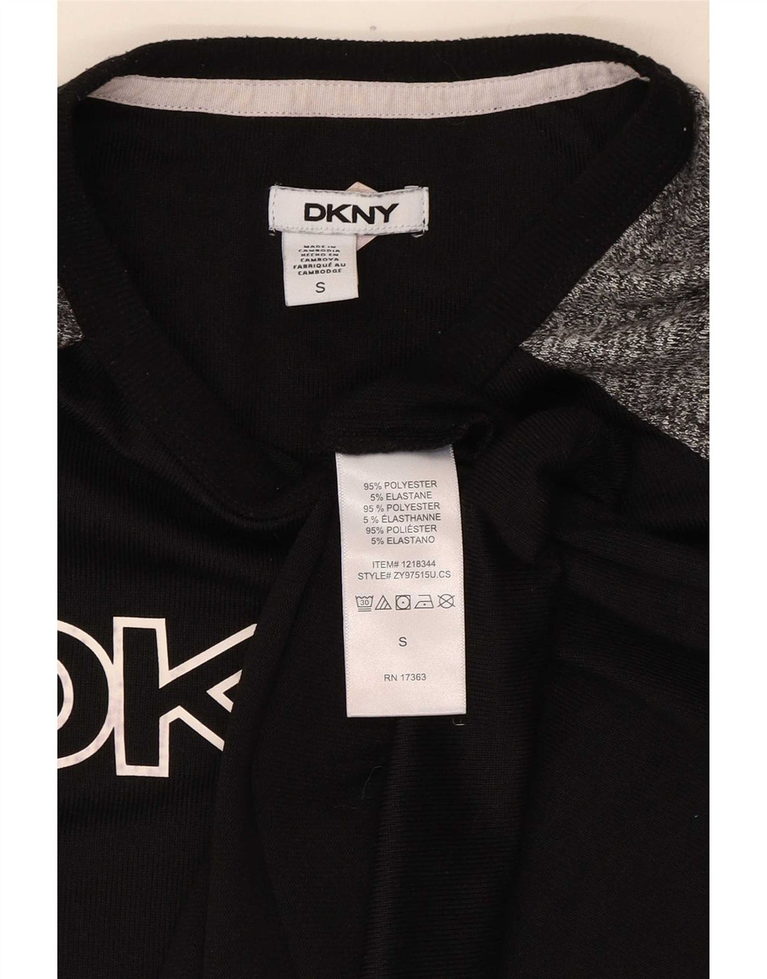 Dkny Womens Graphic Top Langarm UK 10 Small Schwarz Colourblock Polyester