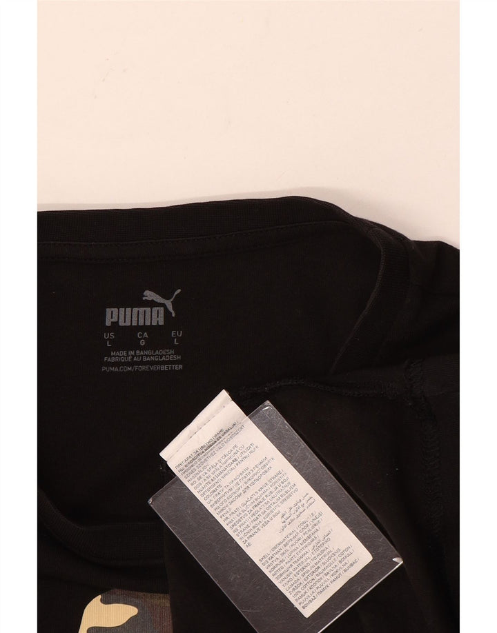 Puma Herren T-Shirt mit Grafik, groß, aus schwarzer Baumwolle