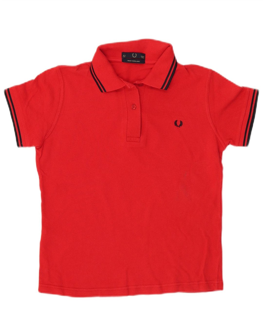 Fred Perry Damen Crop Poloshirt UK 8 Small Rote Baumwolle