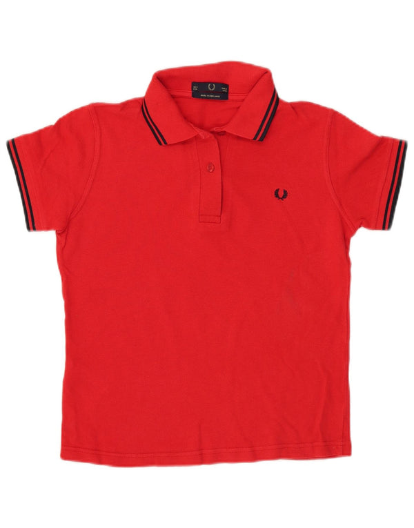 Fred Perry Damen Crop Poloshirt UK 8 Small Rote Baumwolle