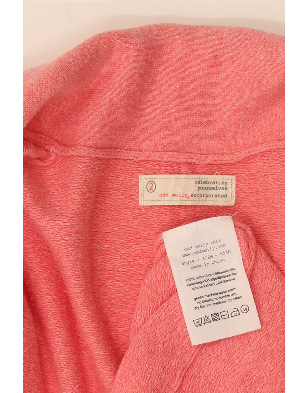 Odd Molly Damen-Cardigan, Größe 2, mittelrosa, gesprenkelte Baumwolle