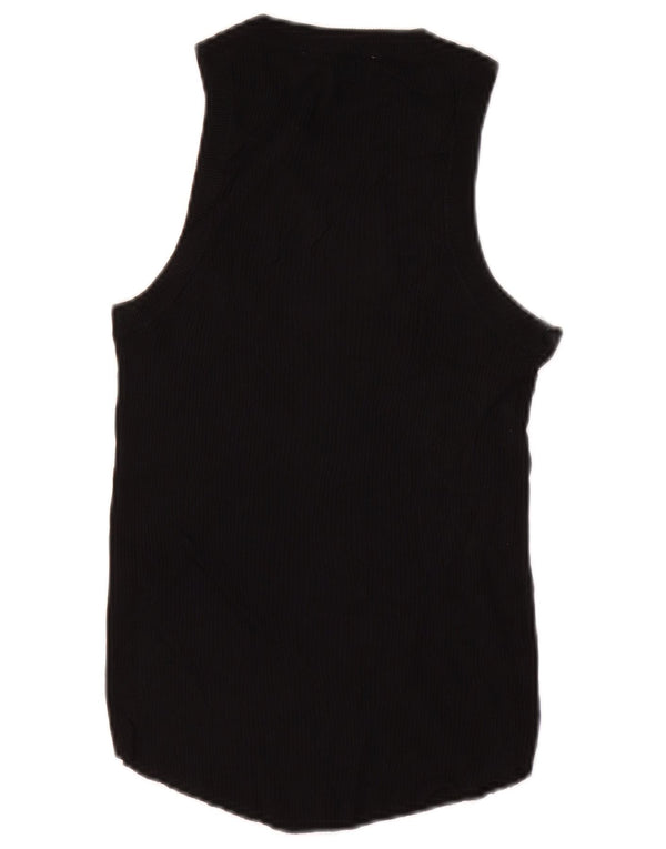 Zara Damen Weste Top UK 12 Medium Schwarz Viskose