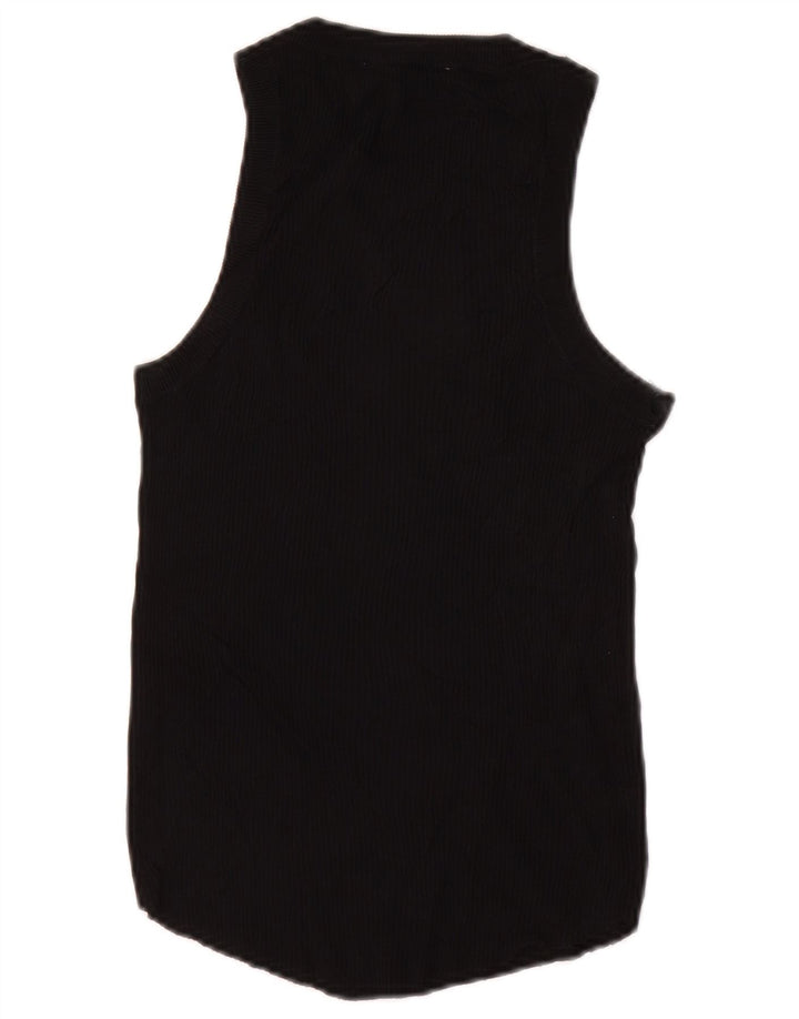 Zara Damen Weste Top UK 12 Medium Schwarz Viskose
