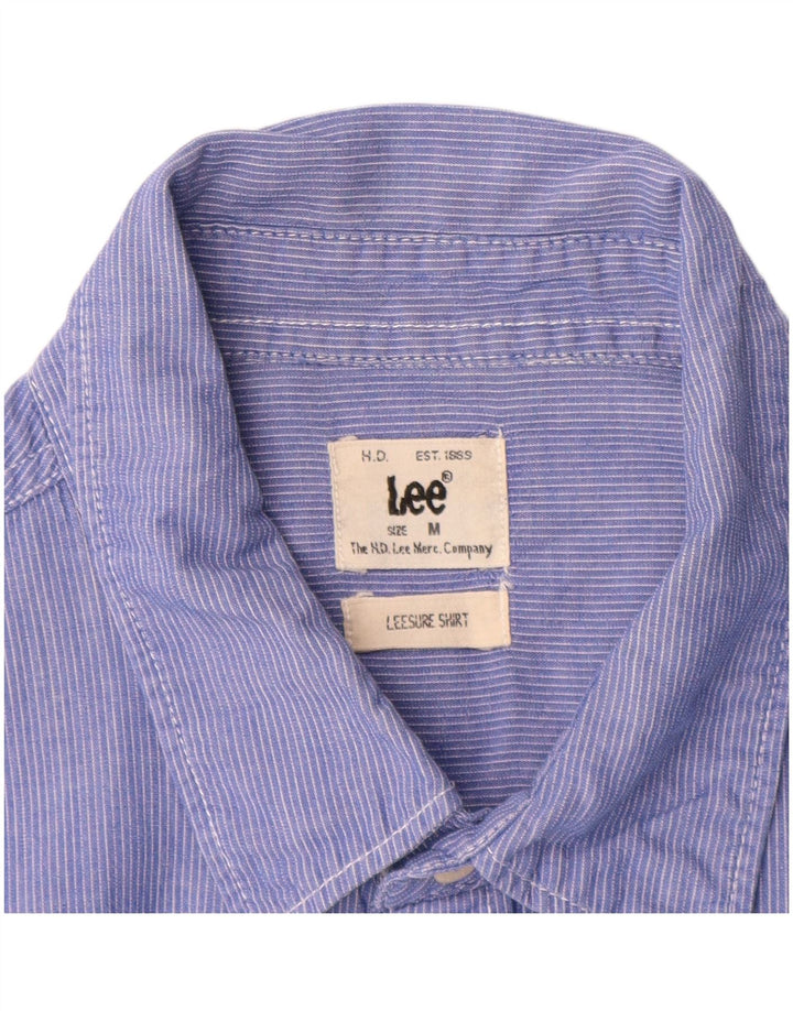 Lee Herrenhemd aus mittelblauer Nadelstreifen-Baumwolle