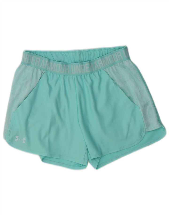 UNDER ARMOUR Damen Heat Gear Graphic Sportshorts UK 8 Small Türkis