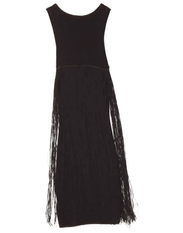 Topshop Damen Ärmelloses Maxikleid UK 6 XS Schwarz Viskose