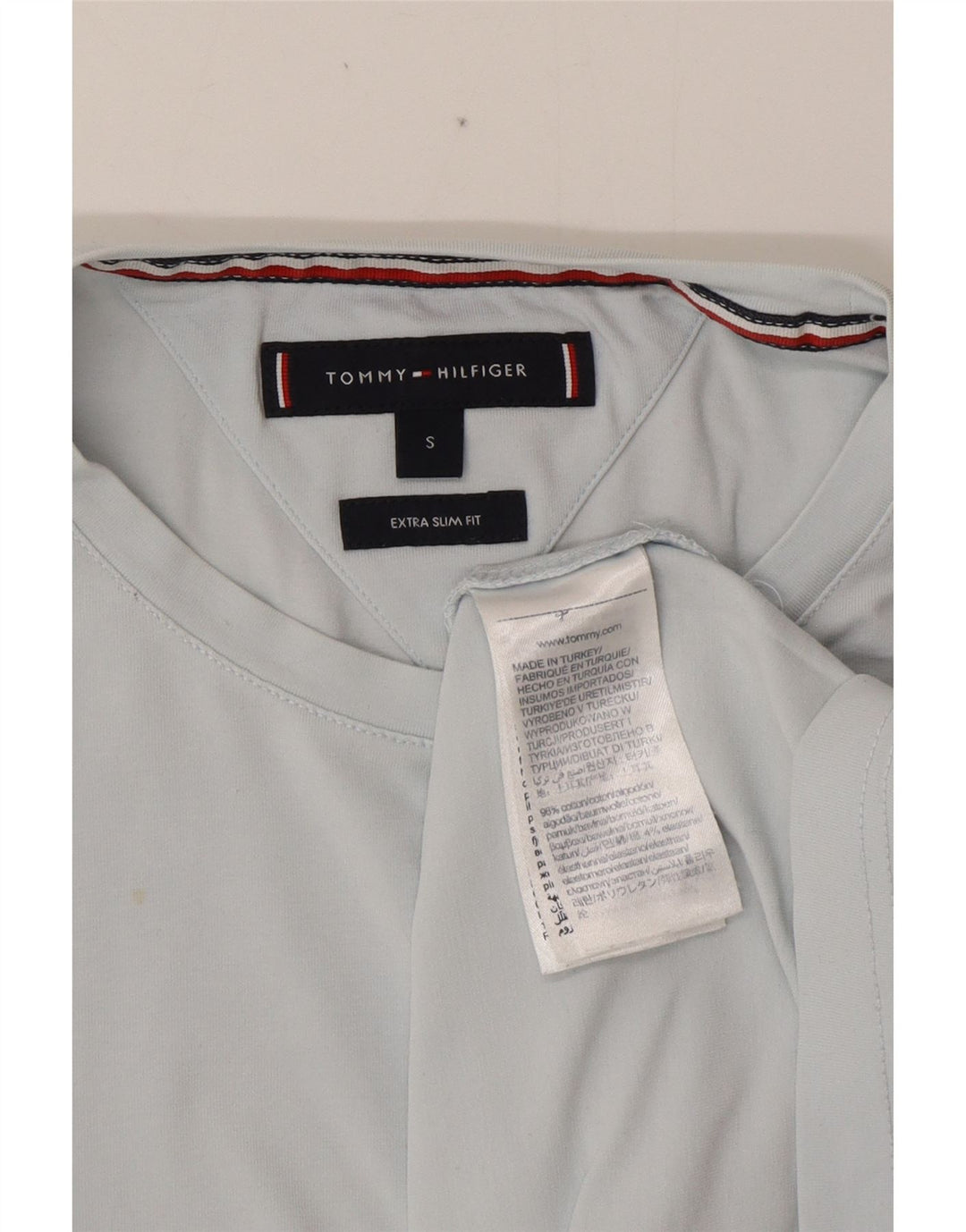 TOMMY HILFIGER Herren Extra Slim T-Shirt Top Small Blau Baumwolle