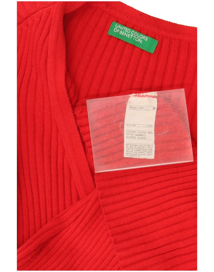 Benetton Damen-Cardigan-Pullover UK 12 Mittelrote Baumwolle