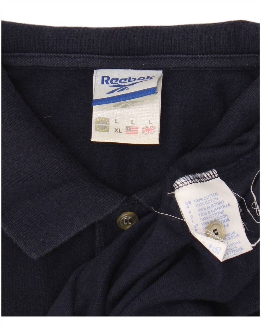 Reebok Herren-Poloshirt, groß, marineblau, Baumwolle