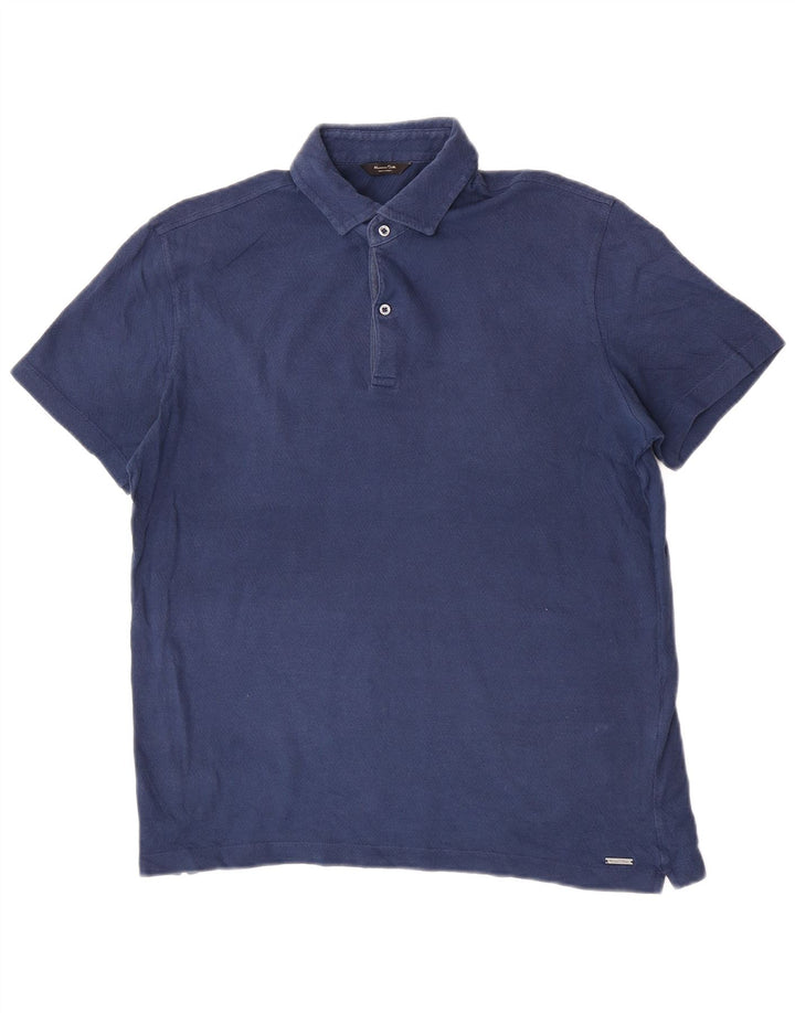 Massimo Dutti Herren-Poloshirt, große blaue Baumwolle