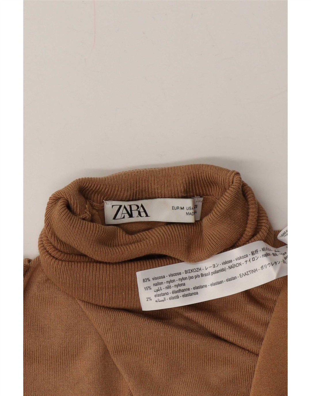 Rollkragenpullover für Damen von Zara, Gr. 12, mittelbeige Viskose
