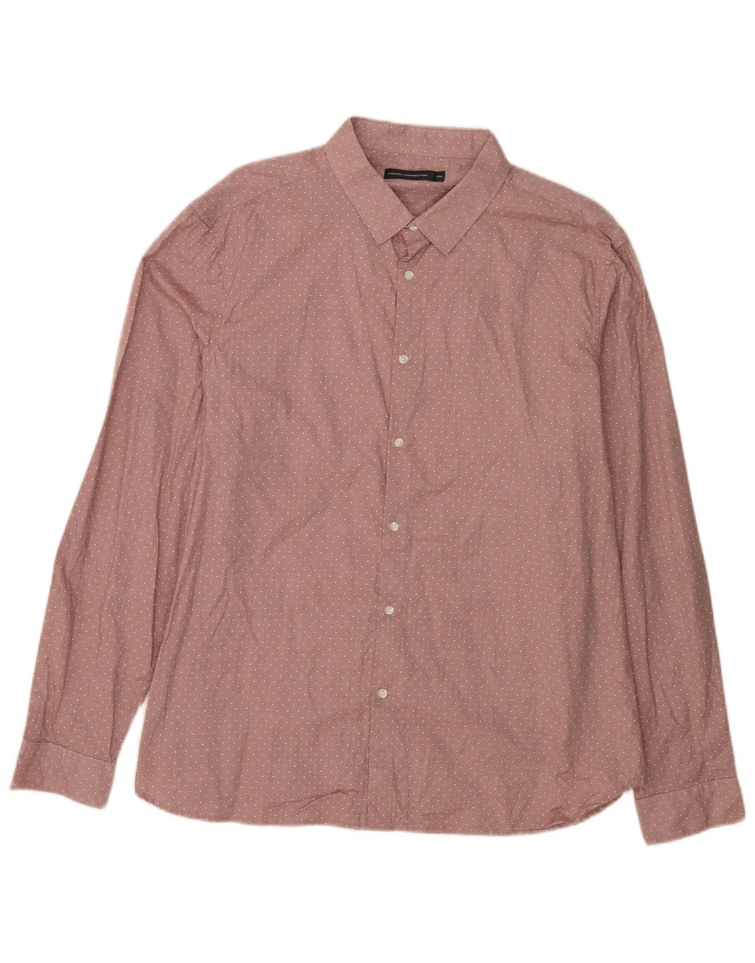 French Connection Herrenhemd 2XL rosa gepunktete Baumwolle