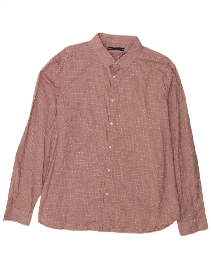 French Connection Herrenhemd 2XL rosa gepunktete Baumwolle