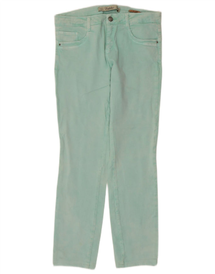 Zara Damen Trafaluc Straight Jeans EU 40 Medium W30 L28 Türkis