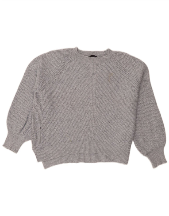 Marks & Spencer Damen Crop Pullover mit U-Boot-Ausschnitt, UK 14, Mittelblau