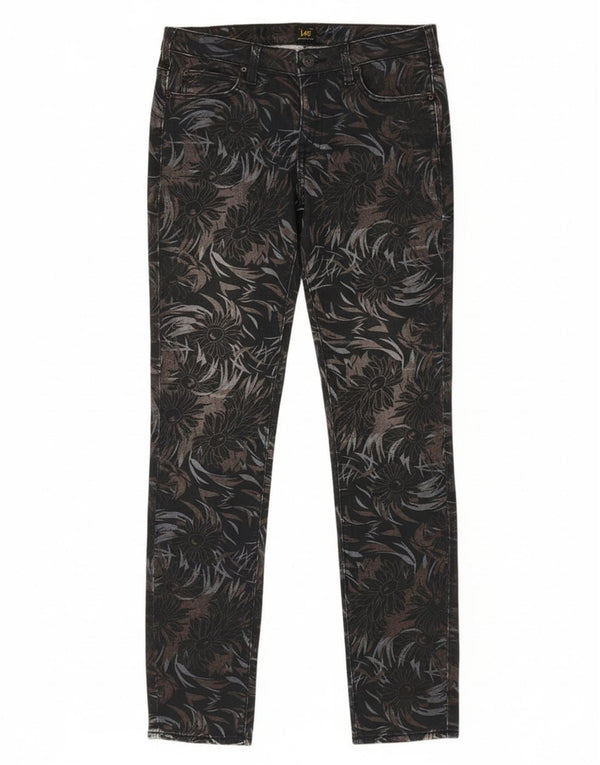 Lee Damen Scarlett Skinny Jeans W29 L33 Schwarz geblümte Baumwolle
