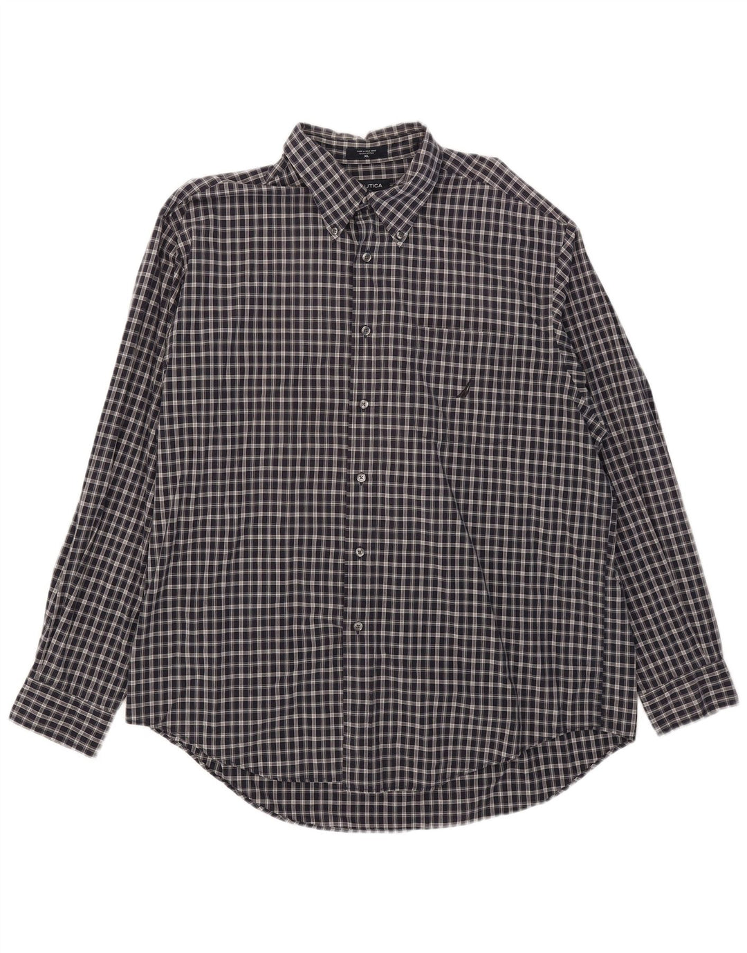 Nautica Herrenhemd XL, marineblau, kariert, Baumwolle