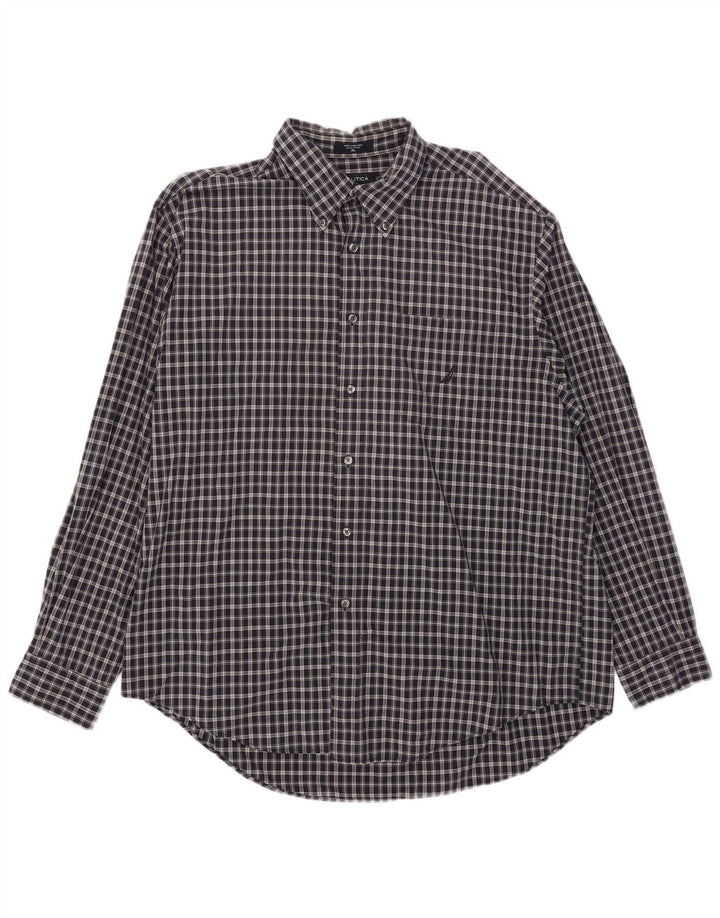 Nautica Herrenhemd XL, marineblau, kariert, Baumwolle