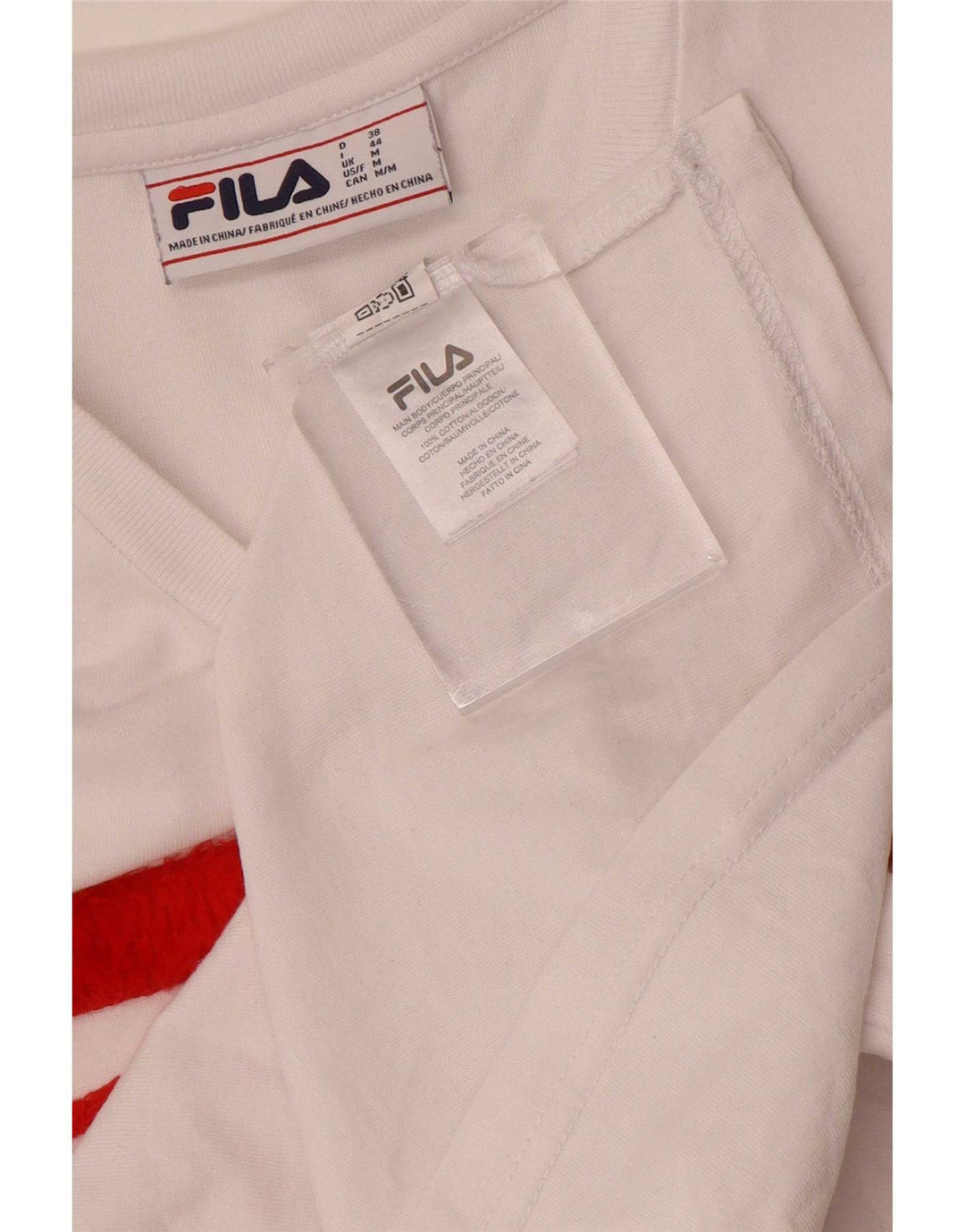 Fila Damen Grafik-T-Shirt-Oberteil UK14 Mittelweiße Baumwolle