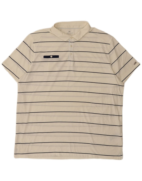 Nike Herren-Poloshirt mit normaler Passform, 2XL, weiß gestreift, Baumwolle