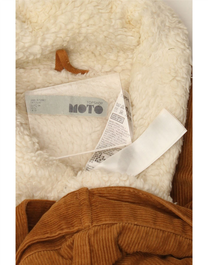 TOPSHOP Damen Cord-Sherpa-Jacke UK 16 Large Braun Baumwolle