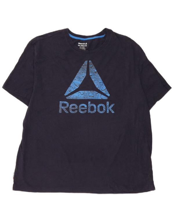 Reebok Herren Grafik T-Shirt Top 3XL Marineblau Baumwolle