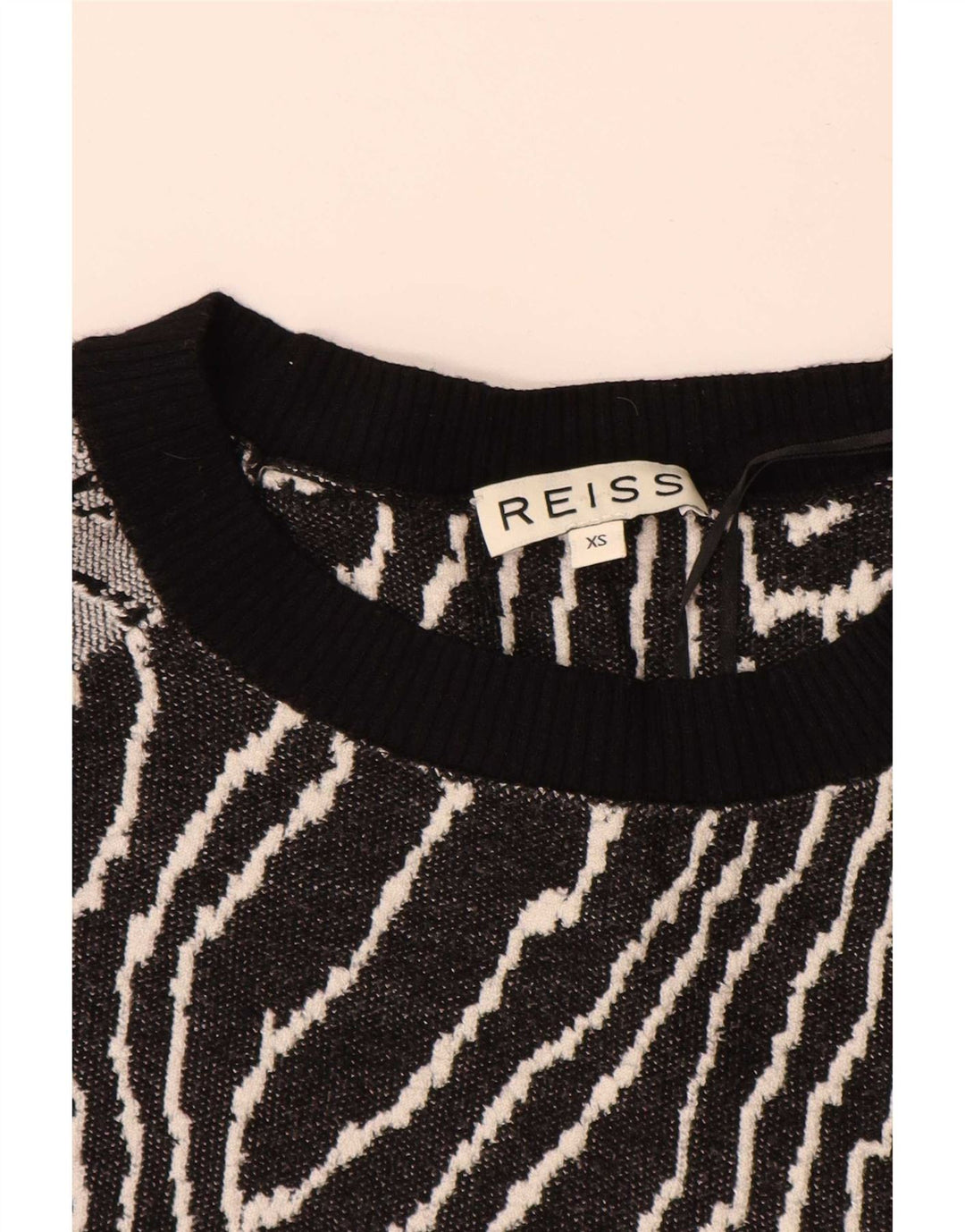 Reiss Damen-Sweatshirt mit abstraktem Muster, Gr. 6, XS, schwarze Viskose