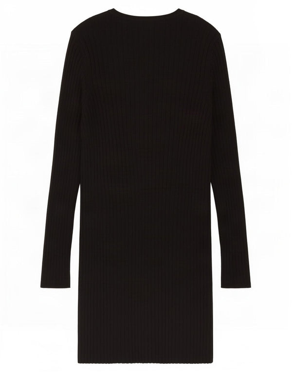 Marks & Spencer Damen Langarm-Pulloverkleid UK 12 Mittelschwarze Viskose