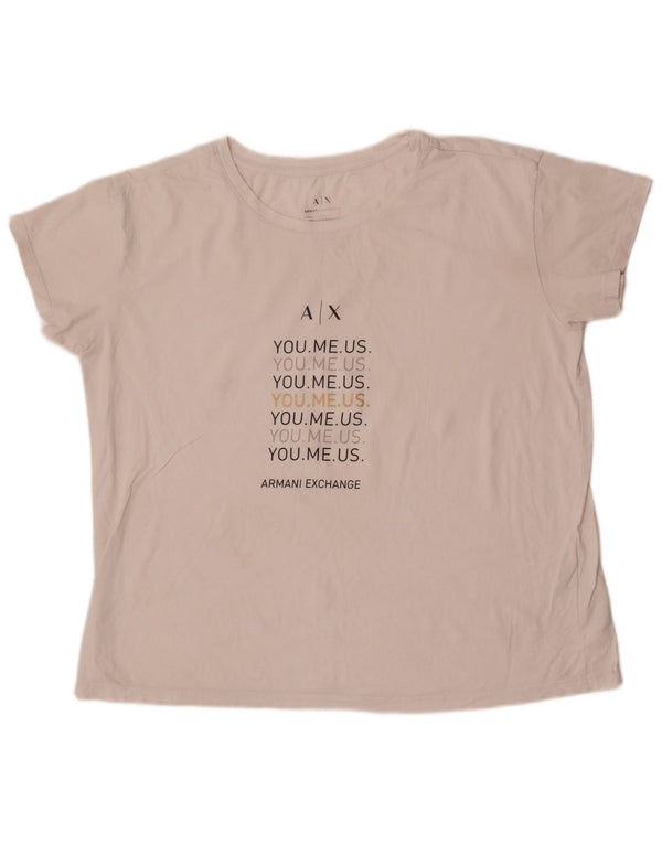 Armani Womens Graphic T-Shirt Top UK 18 XL Weiße Baumwolle