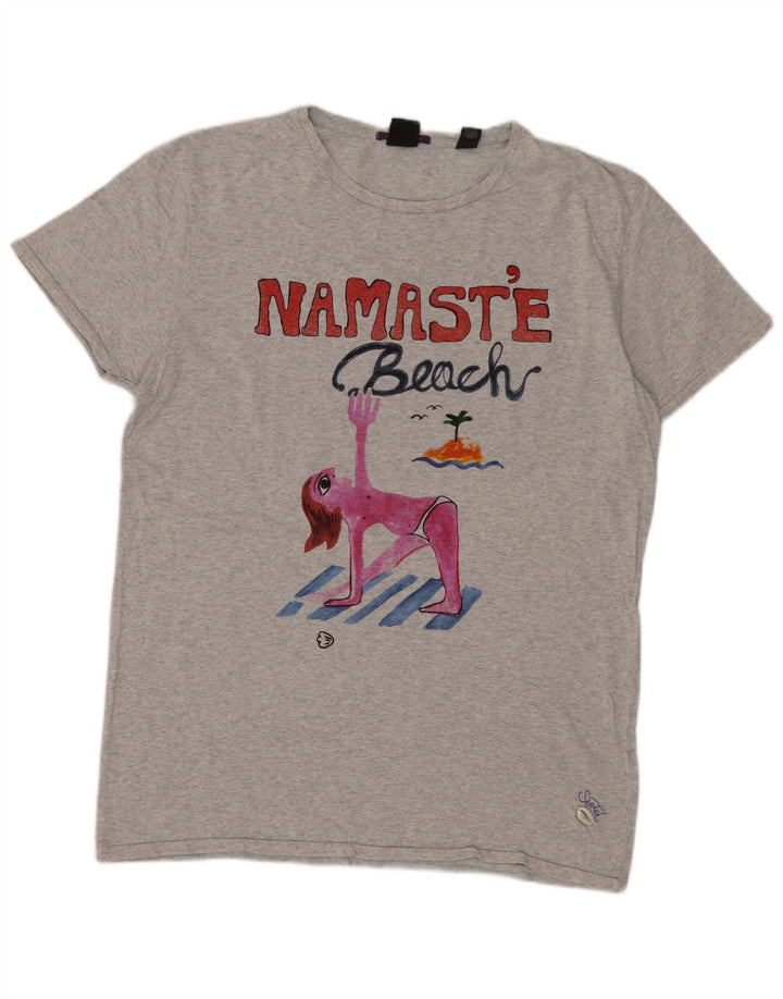 SCOTCH & SODA Herren Grafik-T-Shirt-Oberteil aus mittelgrauer Baumwolle